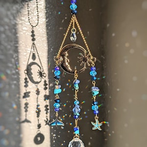 Mermaid Suncatcher Turquoise Mermaid Home Decor Beach Sun Catcher Lapis Lazuli Mermaid Crystal Witchy Mermaid Gift Whimsigoth Suncatcher