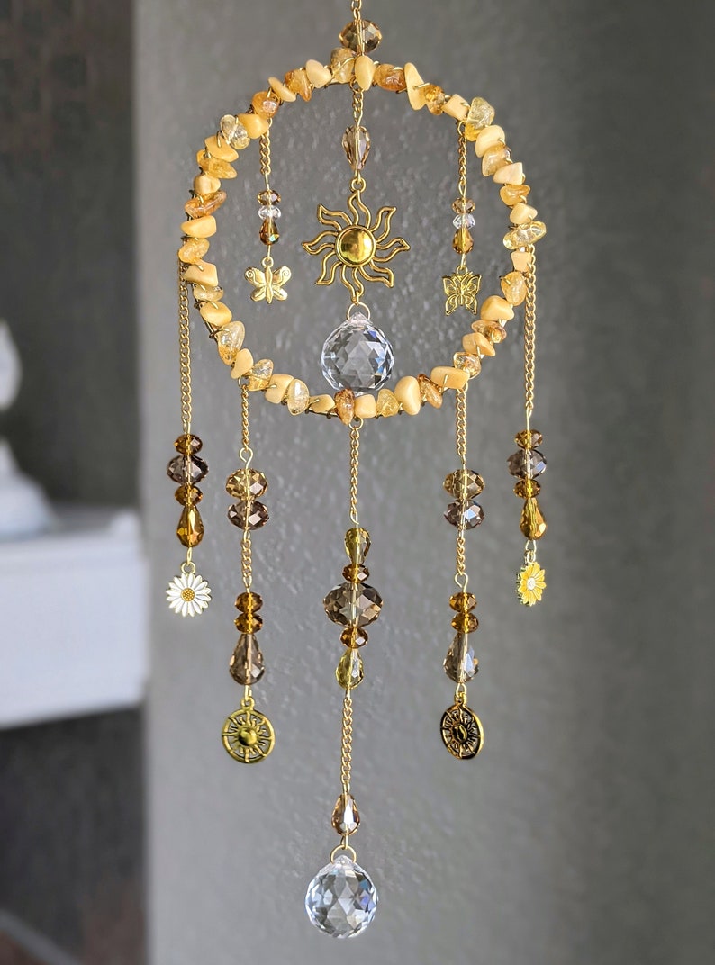 Citrine Suncatcher Butterfly Suncatcher Yellow Suncatcher Etsy