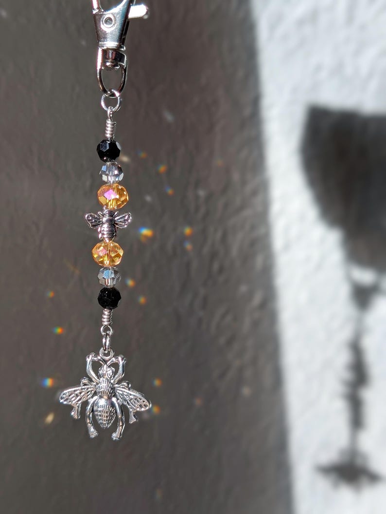 Honey Bee Keychain Backpack Bee Accessories Purse Keychain Honey Bee Purse Tag Bees Protector Pollinators Bee Gift for Bee Lover Bee Charms image 7