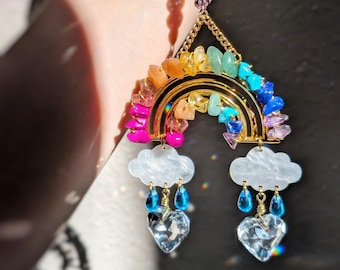 Crystal Rainbow Car Charm Suncatcher for Rear View Mirror Dopamine Decor