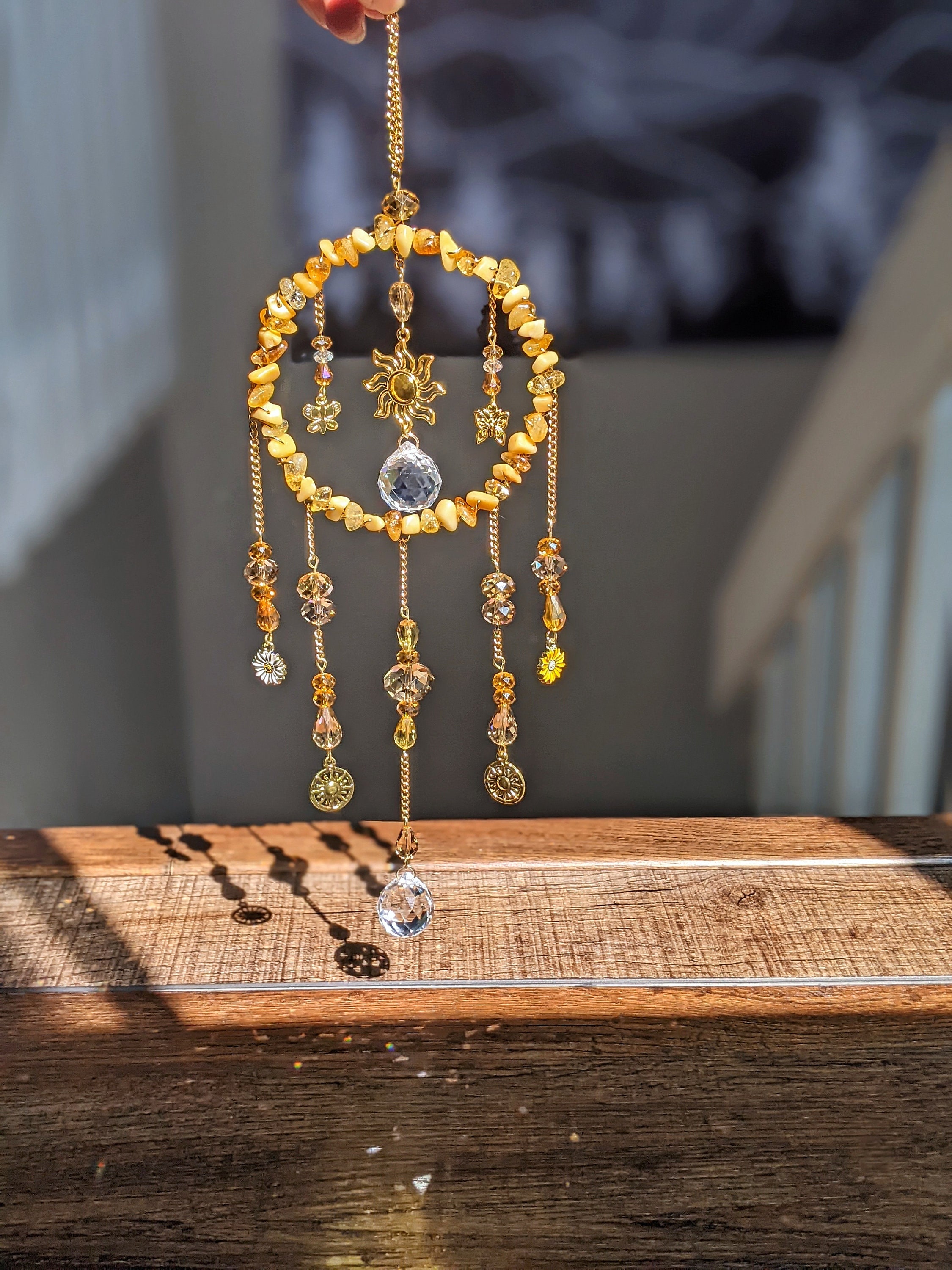 Citrine Suncatcher Butterfly Suncatcher Yellow Suncatcher Etsy