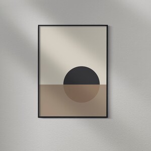 Sunset Minimal abstract mid-century modern boho download art print neutral beige and grey