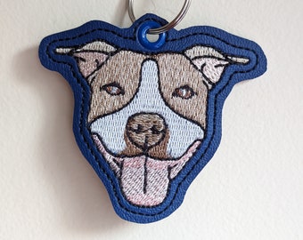 Pibble Tongue Out Machine Embroidery Key Fob In The Hoop Instant DIGITAL DOWNLOAD ITH