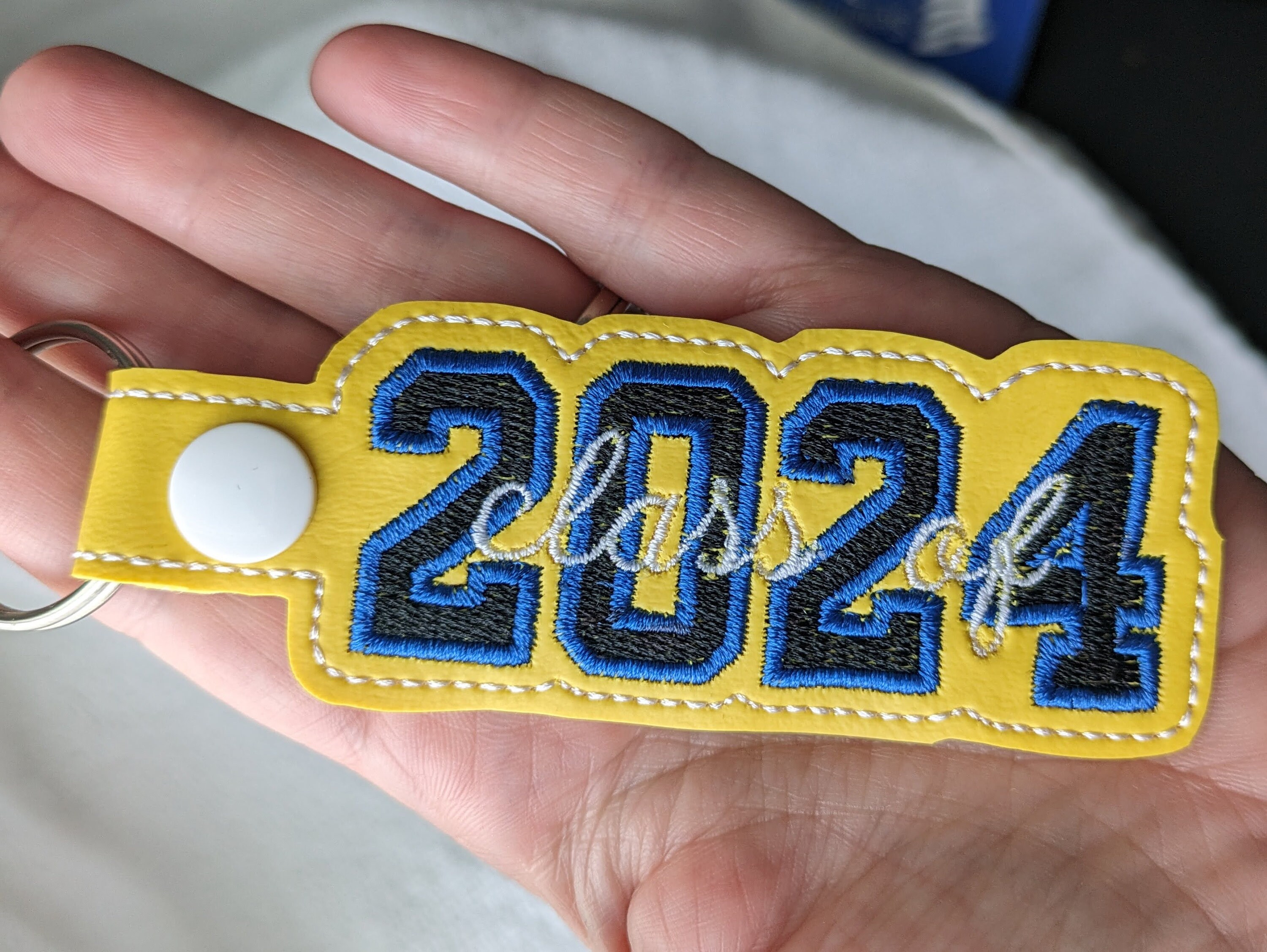 Class of 2024 Keychain and Snap Tab Machine Embroidery in the Etsy