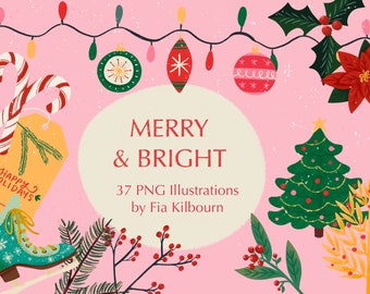 Christmas Clip art Bundle-Instant Download PNG Graphics-Holiday Illustration Collection