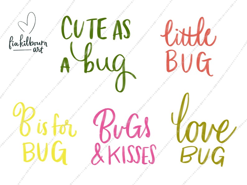 Beetle Clipart Set-Cute Whimsical Bug Phrases-Hand Drawn Illustrations Bundle-Instant Download PNG Graphics-Insect Collection image 3