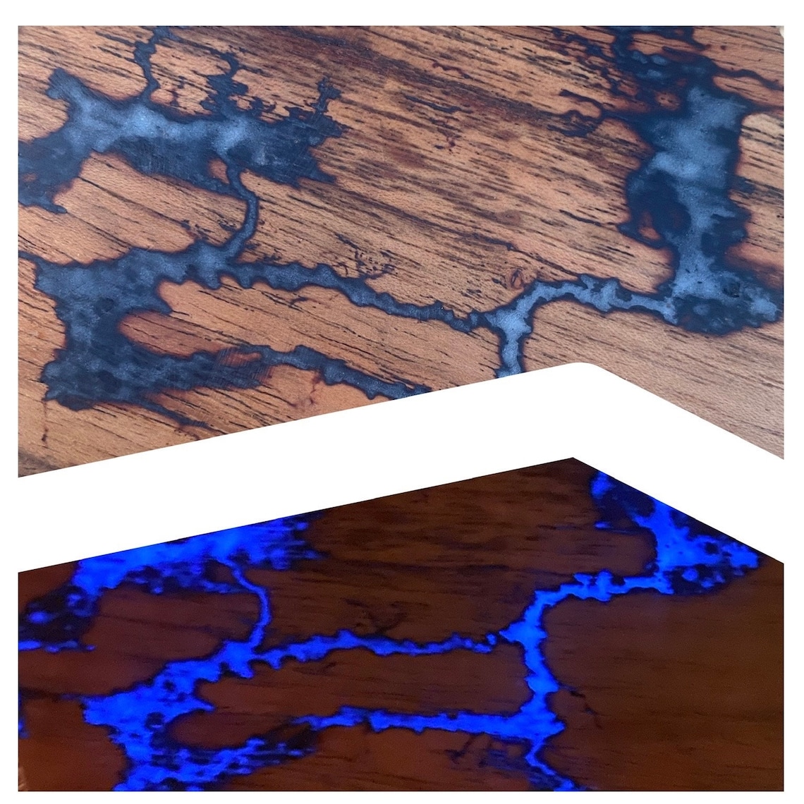 Glow in the Dark Set of Two Lichtenberg Fractal Burned Wooden Coasters ...