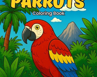 オウムのぬりえ | オウムのぬりえブック | 15ページのオウムのぬりえ | 印刷可能なオウムのぬりえ | かわいいオウムのぬりえ | MimiPanda