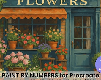 Flower Shop Paint by Number Procreate Canvas | Digital Art Kit (Digital Download)