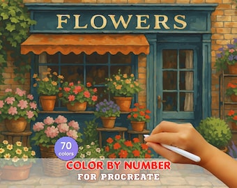 Flower Shop Paint by Number Procreate Canvas | Digital Art Kit (Digital Download)