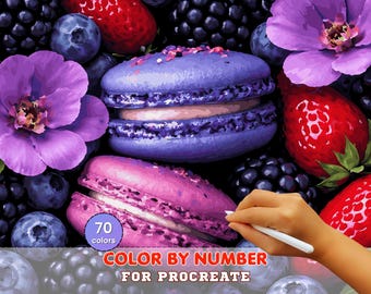 Berry Macarons Paint by Number for Procreate – Dessert Art | Digital Download