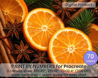 Orange Spice Procreate Color by Number, Christmas Citrus (Digital Download)