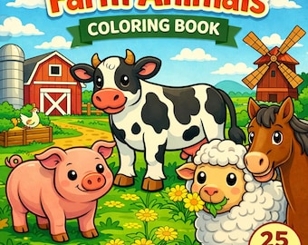 子供向け農場動物ぬりえ - 農場には誰が住んでいる？ 25ページ 印刷可能なPDF