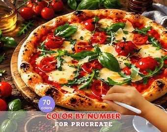 Margherita Pizza Paint by Number – Procreate Italian Food Art (Digital Download)