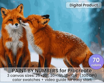 冬のキツネの塗り絵（Procreate）｜Cozy Digital Art（デジタルダウンロード）