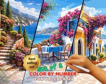 Mediterranean Paint by Number Bundle – Procreate Digital Art Kit (Set of 3)