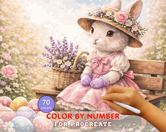 Easter Bunny Paint by Number Procreate – Spring Rabbit Art (Digital Download)