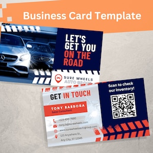 Carwash detaillering, autoverkoop Dealer VISITEKAARTJE-sjabloon - Digitaal ontwerp, met QR-code, Instant Download, bewerkbaar in Canva, afdrukbaar