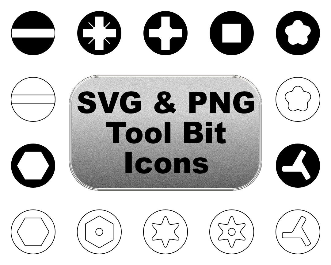 Screwdriver Bit Icons Vector SVG & PNG Slot Pozi Etsy