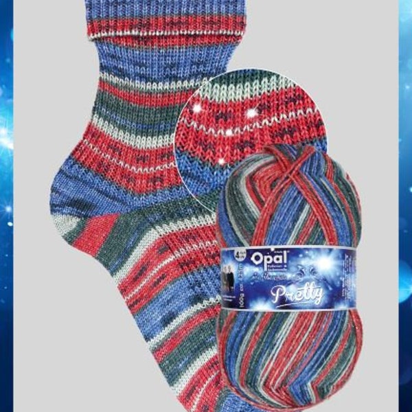 Opal ~ Pretty Collection - 11281 ~ SPARKLE YARN ~ red, gray, and blue - Opal 4 ply sock yarn - fingering weight