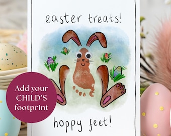Printable Easter Bunny Baby Footprint Keepsake | Cute DIY Toddler Activity | A4 Print At Home Kids Craft | My First Easter Baby Memory