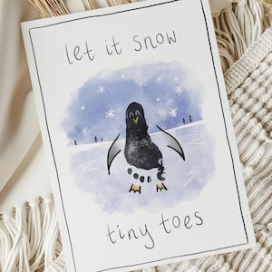 Baby Footprint Christmas Keepsake Cute Printable Penguin Winter Scene A4 Toddler Home Activity DIY Kids Craft Child Memento