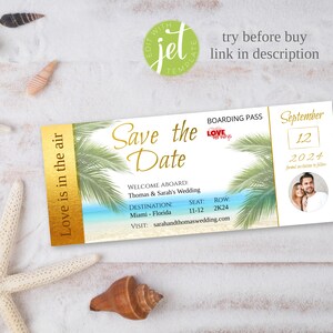 Enregistrez le mariage de destination de date, Boarding Pass Save the Date template, Destination save the date, Travel template, Instant Downoad