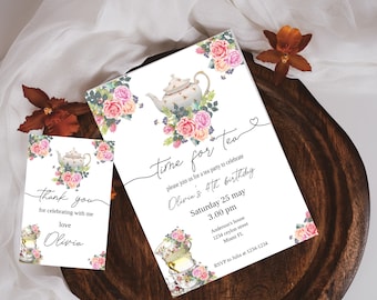 Tea party Invitation, Tea Birthday Invitation, Tea Party for Any Age , Instant Download