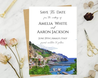 Italy Save The Date Template, Digital Download, Amalfi coast Save the Date invitation, Cheap Save the Date, italian wedding