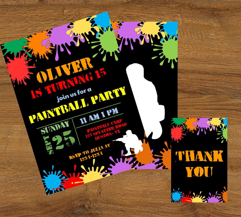 Paintball Birthday Invitation , Paintball Party, Paintball Invitation