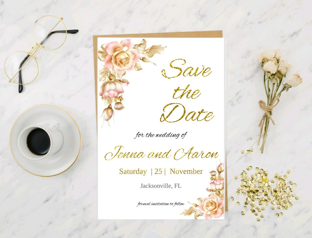 Elegant Save the Date Template, Digital Download, Luxury Save the Date