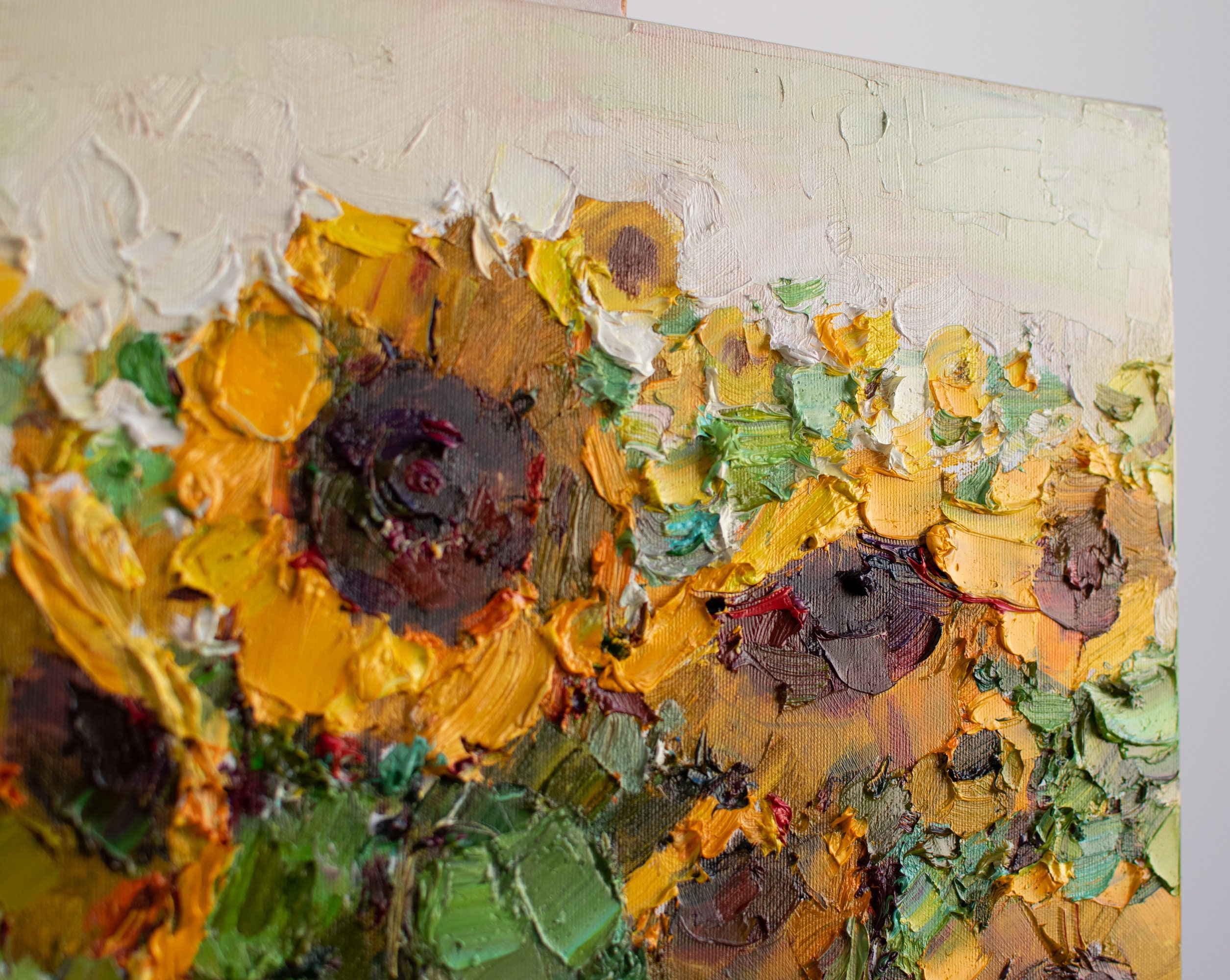 Sunflower Oil Painting, Impasto Floral Art on Canvas, Valiulina - Etsy