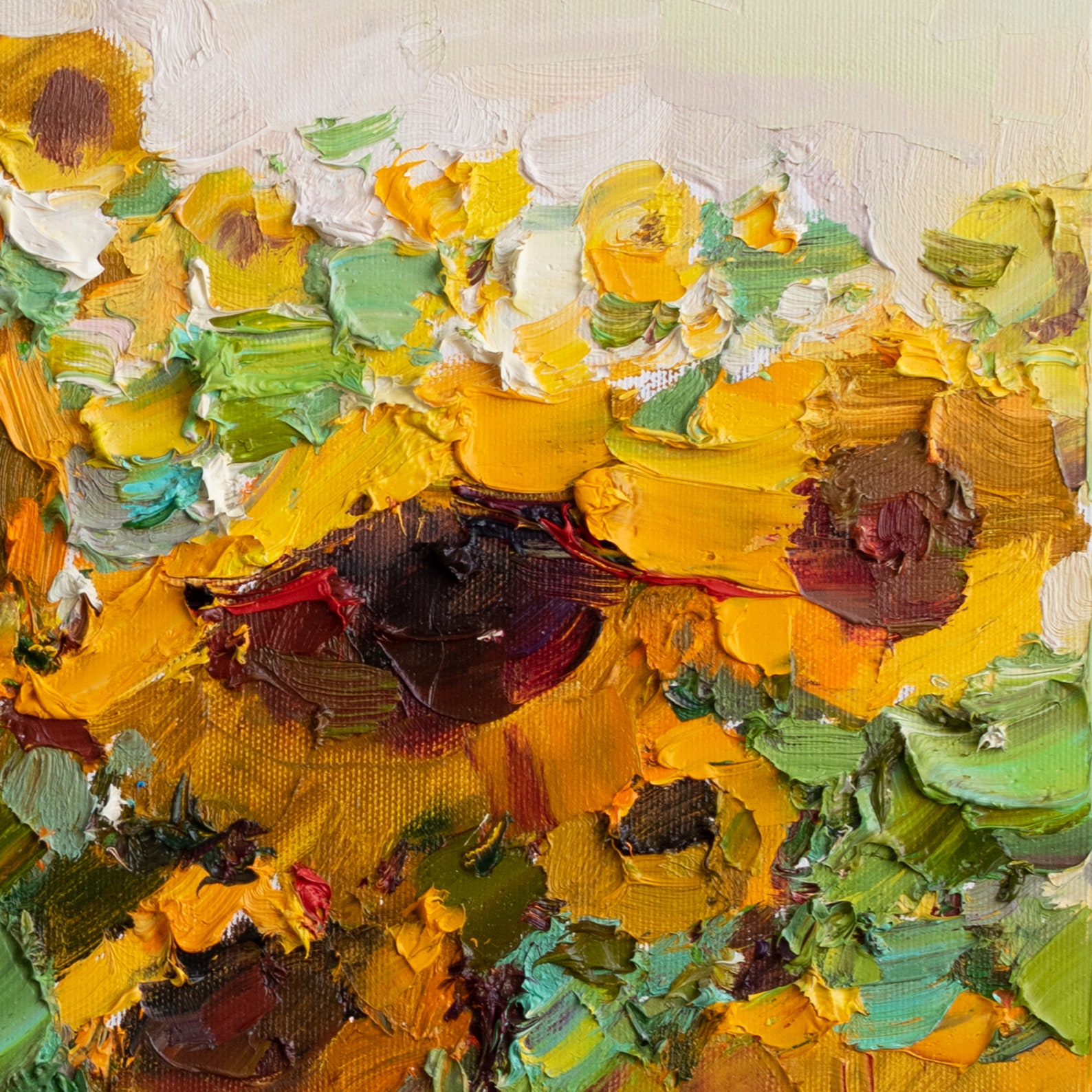 Sunflower Oil Painting, Impasto Floral Art on Canvas, Valiulina - Etsy