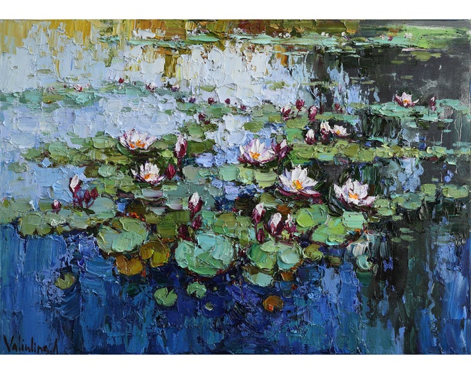 Claude Monet Painting on Canvas Water Lilies Wall Art Lotus Flower Art ...