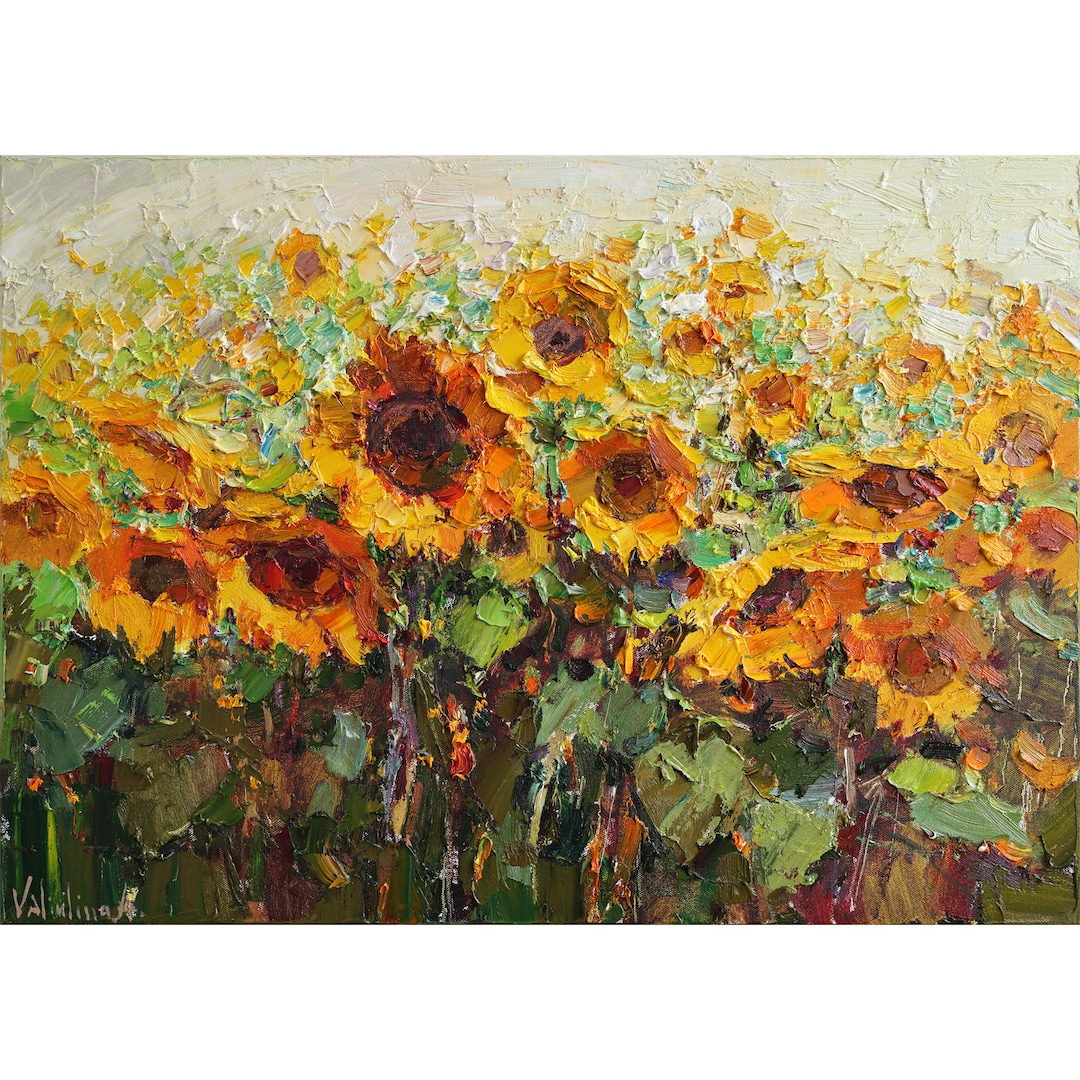 Sunflowers - Floral Oil Painting Original Impasto Painting Flowers ...