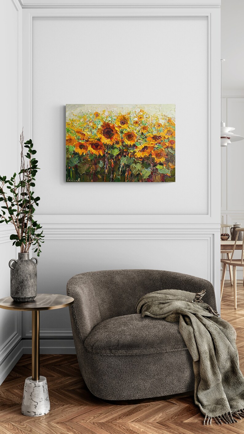 Sunflowers - Floral Oil Painting Original Impasto Painting Flowers ...
