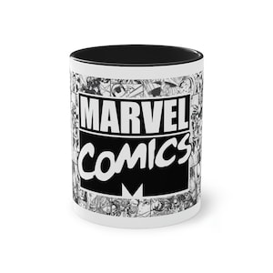 Marvel Comics Two-Tone Coffee Mug, 11oz. Superheroes characters.