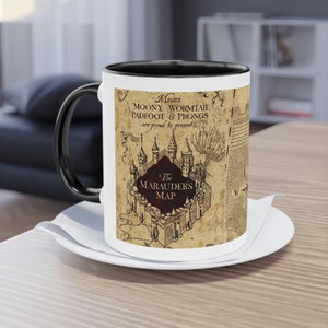 Tazza da caffè bicolore ispirata a Harry Potter Mappa del malandrino, 11 once