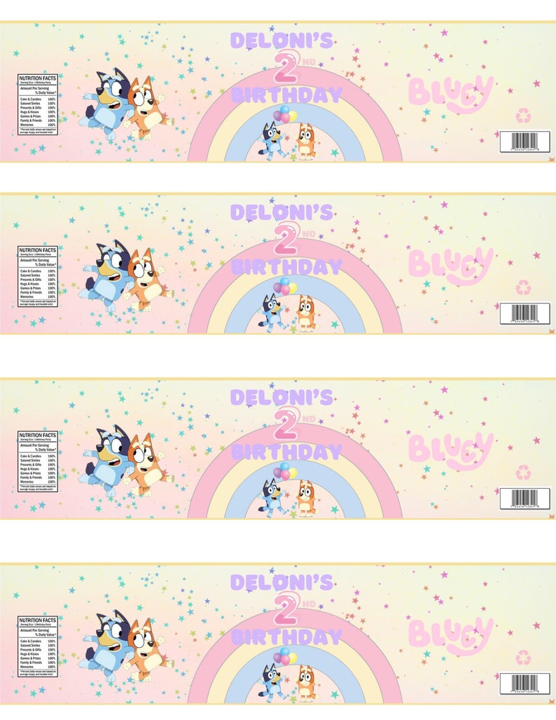 Bluey Water Bottle Labels Etsy Bluey water bottle labels etsy