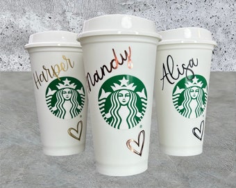 Starbucks Hot Cup Personalisiert | Becher | handgemaltes Herz | Personalisierbar | Wunschtext | 16 oz.