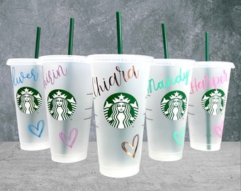 Starbucks Becher handgemaltes Herz | personalisiert mit Namen | verschiedene Schriftarten | Farbe auf Wunsch