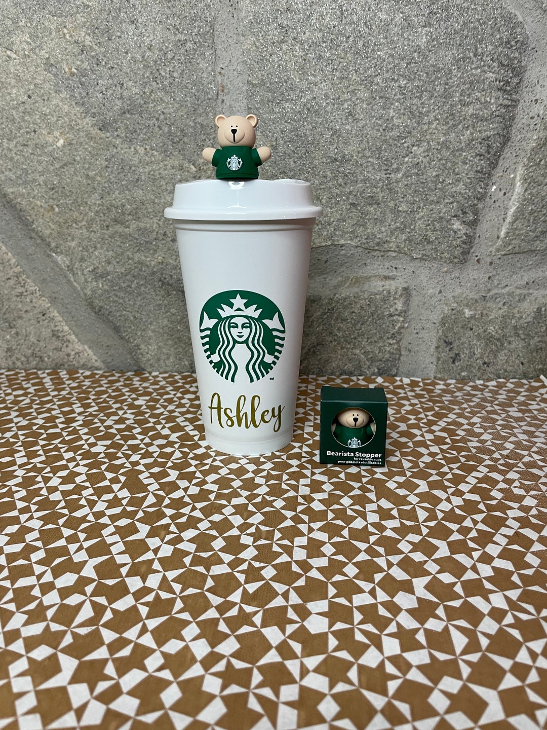 Starbucks Reusable Hot Cup Bearista Stopper Customizable Personalized Etsy