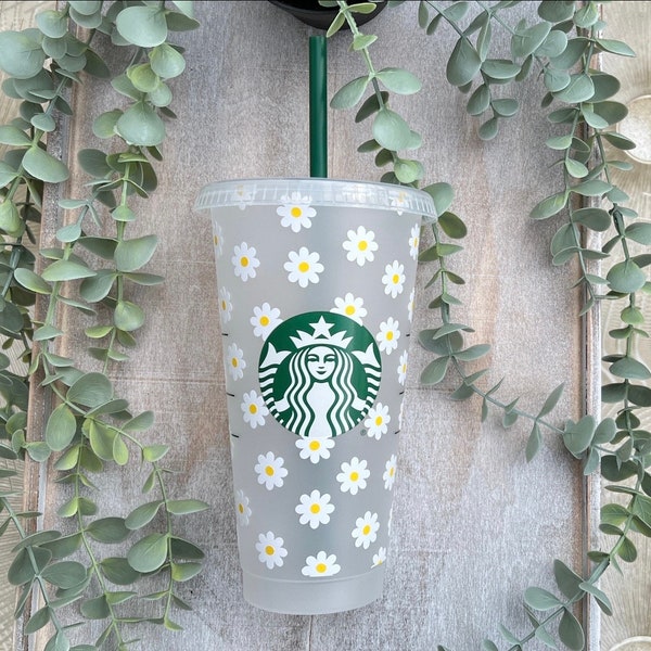 Starbucks Becher Daisy | Cold Cup | Reusable | Blume | Floral | Gänseblümchen Trinkbecher | 24 oz.