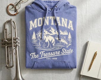 Custom Montana Hoodie – Vintage Treasure State Sweatshirt, Retro Pullover