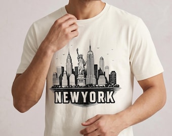 Customizable NYC Skyline T-Shirt – Minimalist New York City Apparel Gift