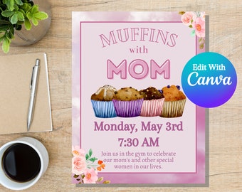 Muffins with Mom Flyer Editable Template | PTO Forms