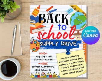 Editable School Supply Drive Form | PTO Forms | PTA Printable | School Supply Drive Invitation