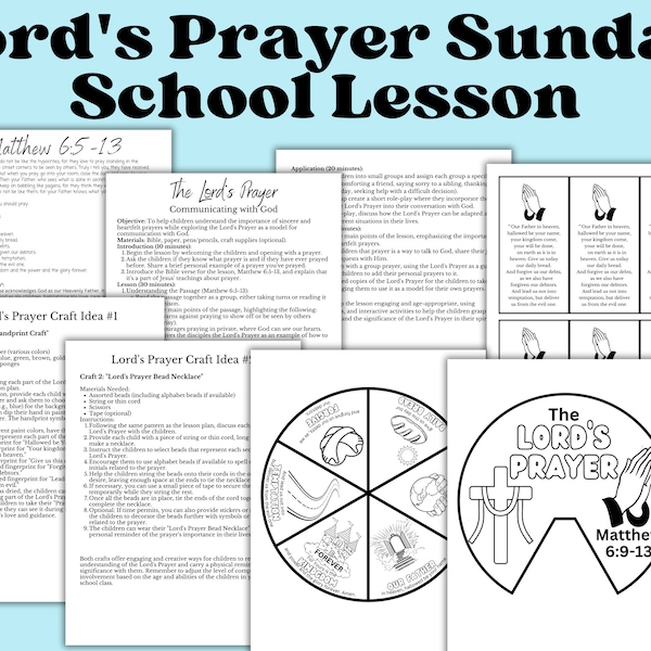 Lord's Prayer Lesson Plan For Children | Sunday School Worksheets | Church Printable