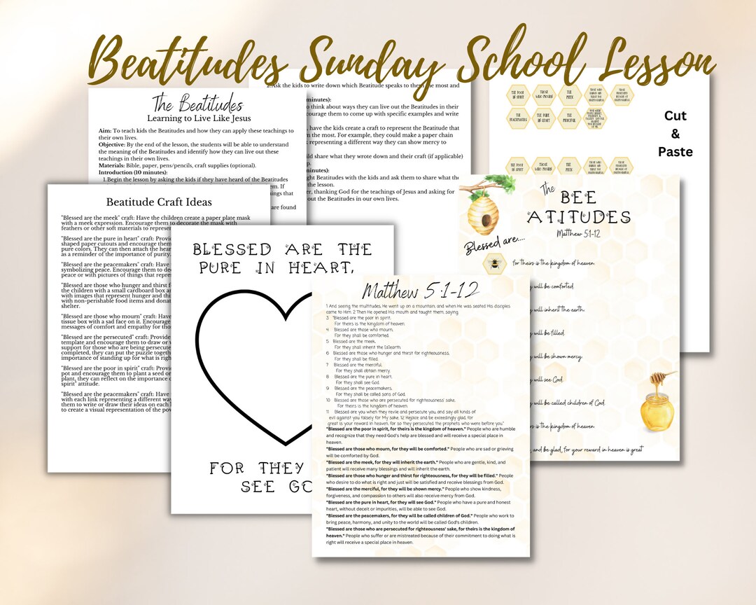 Beatitudes Lesson Plan for Children Sunday School Worksheets Church