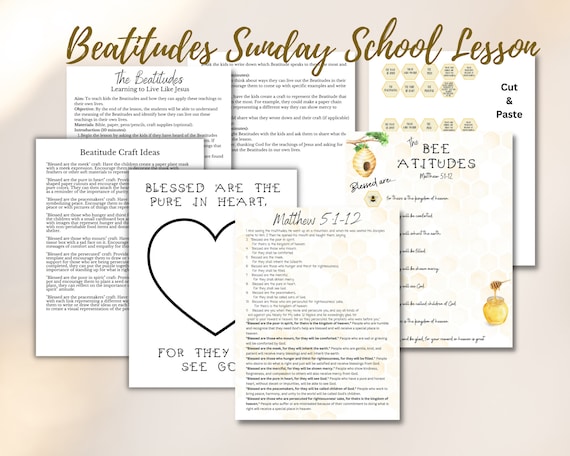 Beatitudes Lesson Plan For Children | Sunday School Worksheets | Church Printables